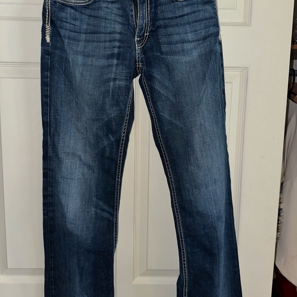 BKE Men's Dark Blue Bootcut Jeans